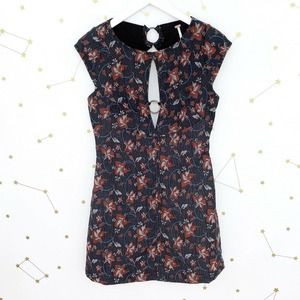 Free People • Black Floral Keyhole Mini Dress